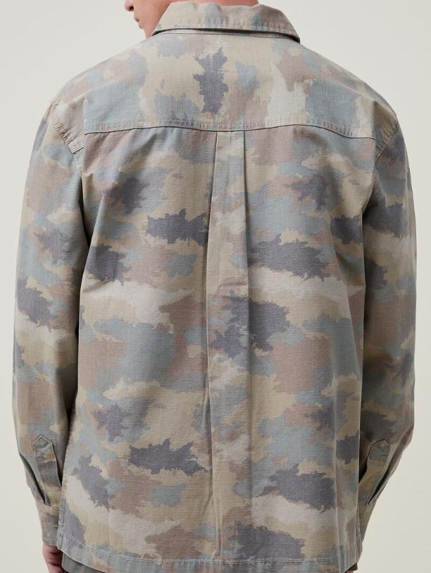 未使用 迷彩 シャツジャケット ガンホー カモ CAMO oversize