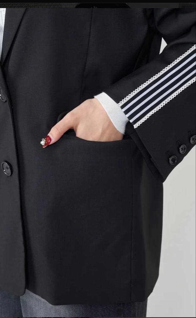 【美品】ダーリッチ サイドライントラックオーバージャケットBK フリー 【美品】ダーリッチ サイドライントラックオーバージャケットBK フリー