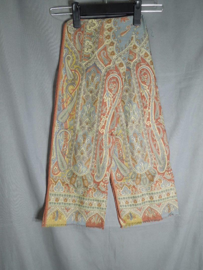 イタリア製 シルク混 ETRO 良品 ペイズリー柄 マフラー 140x