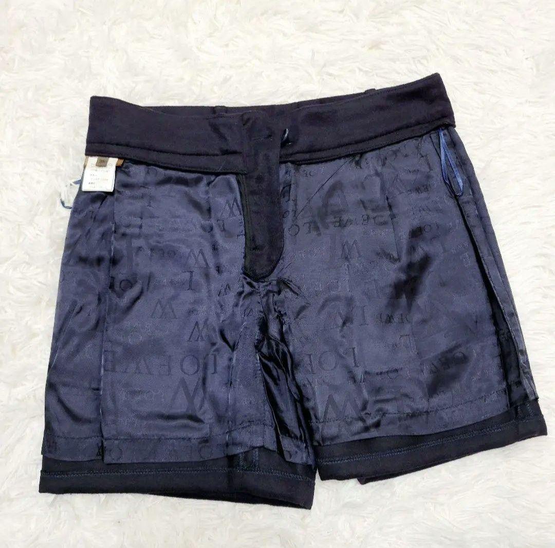 【美品】LOEWE ロエベ カシミヤ100％ ショートパンツ 38 濃紺ネイビー
