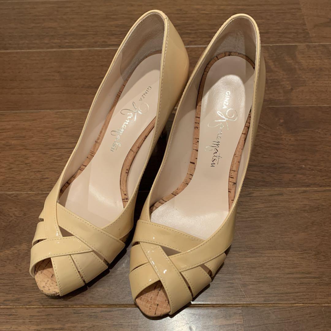 銀座かねまつ　ベージュ　パンプス　春夏　美品　22.5センチ 7,500円