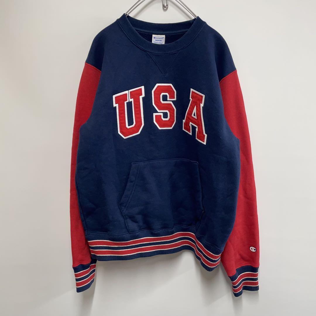 Champion USA立体ロゴ スウェット ネイビー メンズM