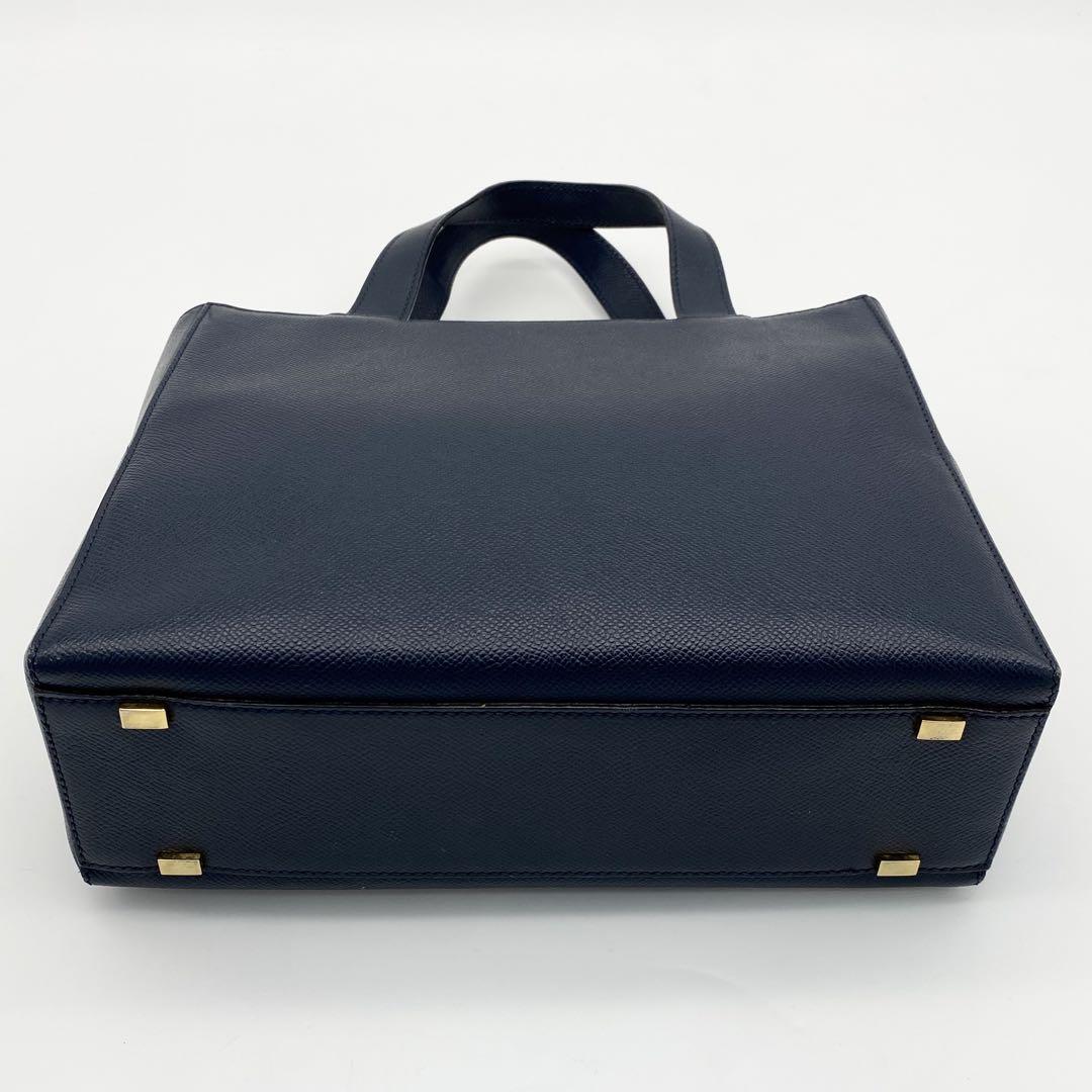 お気にいる CELINE 2way トートバッグ ゴールド金具 レザー ネイビー ロゴ バッグ