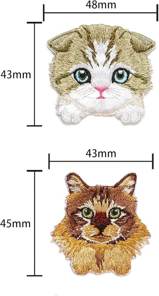 刺繍 ワッペン アイロン接着両用タイプ 动物 猫 2個入 手芸 DIY用品