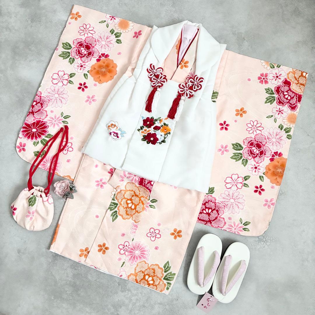 特価【絞り風】七五三 3歳 着物　被布コート8点セット　女の子