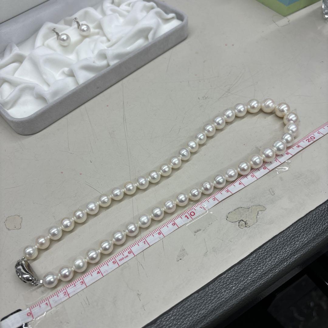 B4947 アコヤパール10mm ネックレスsilver&イヤリングK14WG