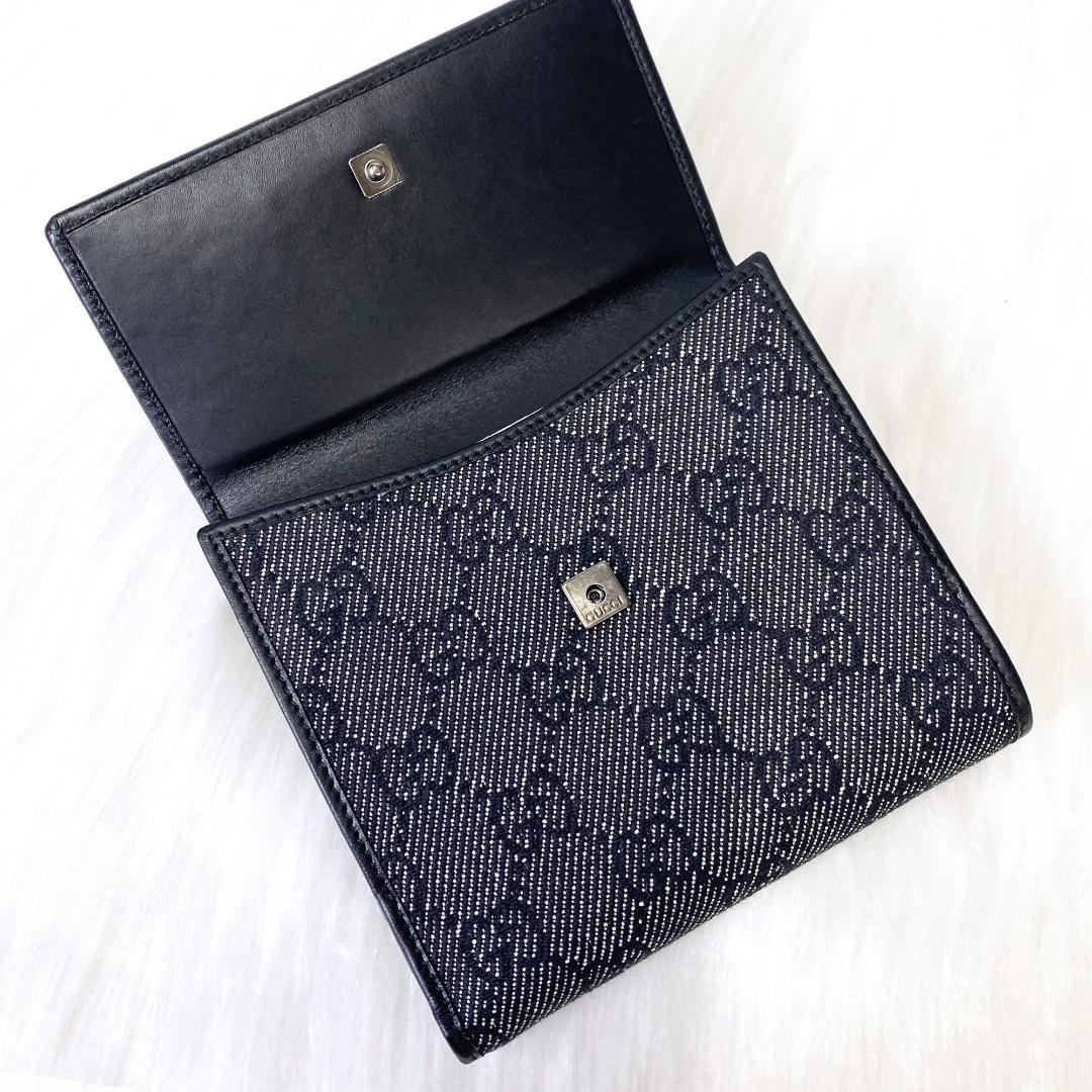 GUCCI グッチ メンズ 二つ折り財布 GGキャンバス カーフレザー