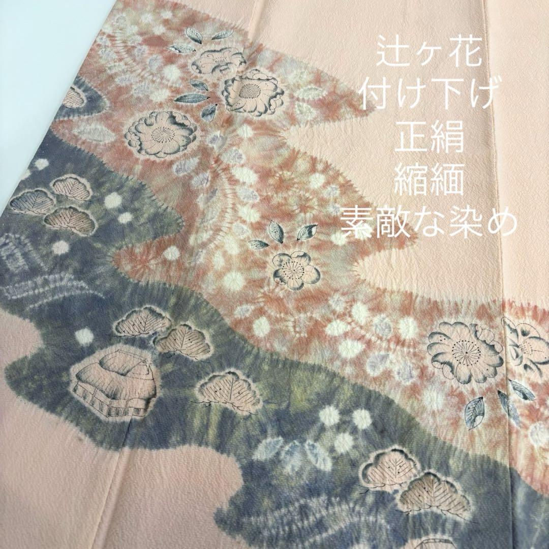辻ヶ花 付け下げ 正絹 縮緬 素敵な染め　着物 MB-9701