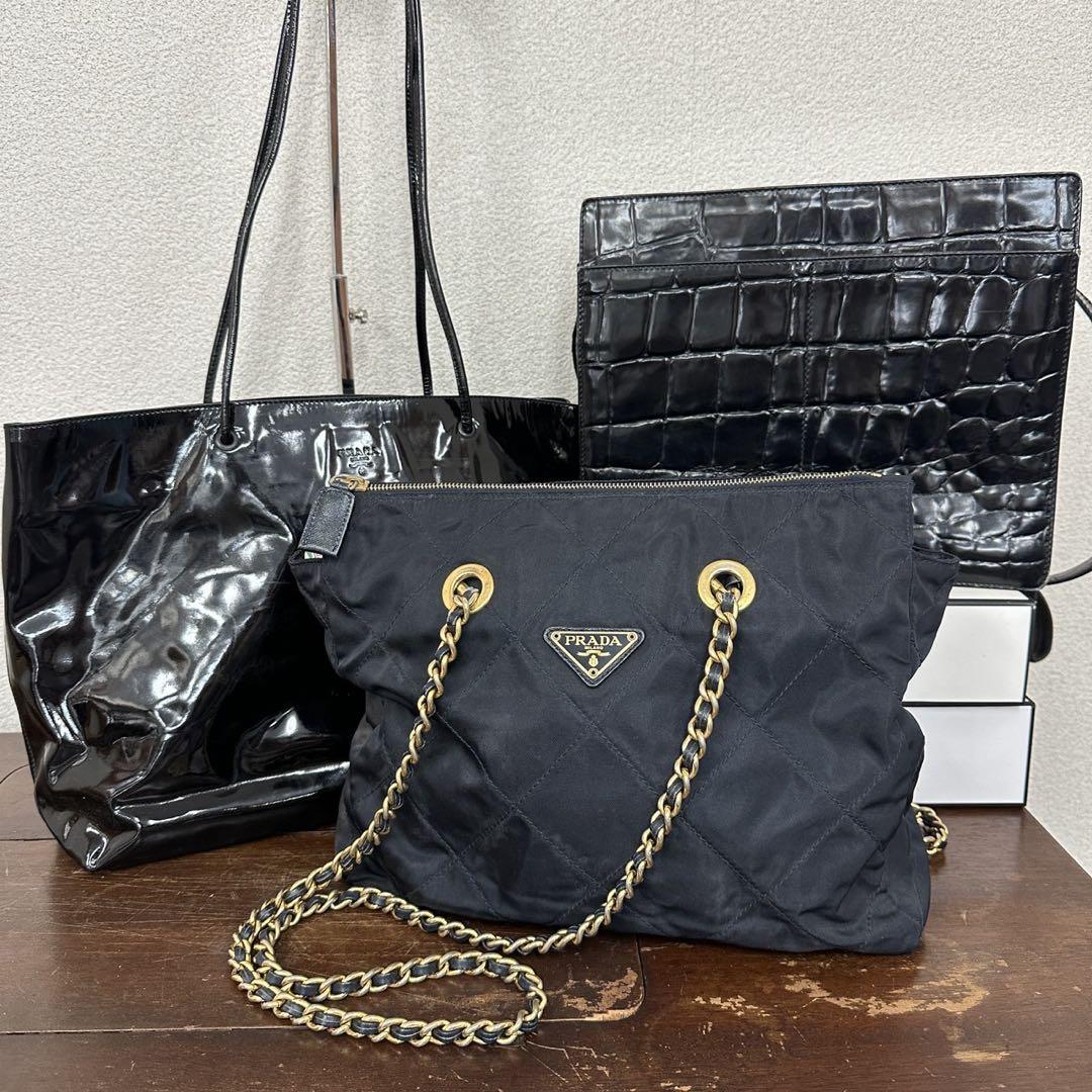 み*)様 PRADA プラダ 3点 トートバッグ ナイロン チェーン 943
