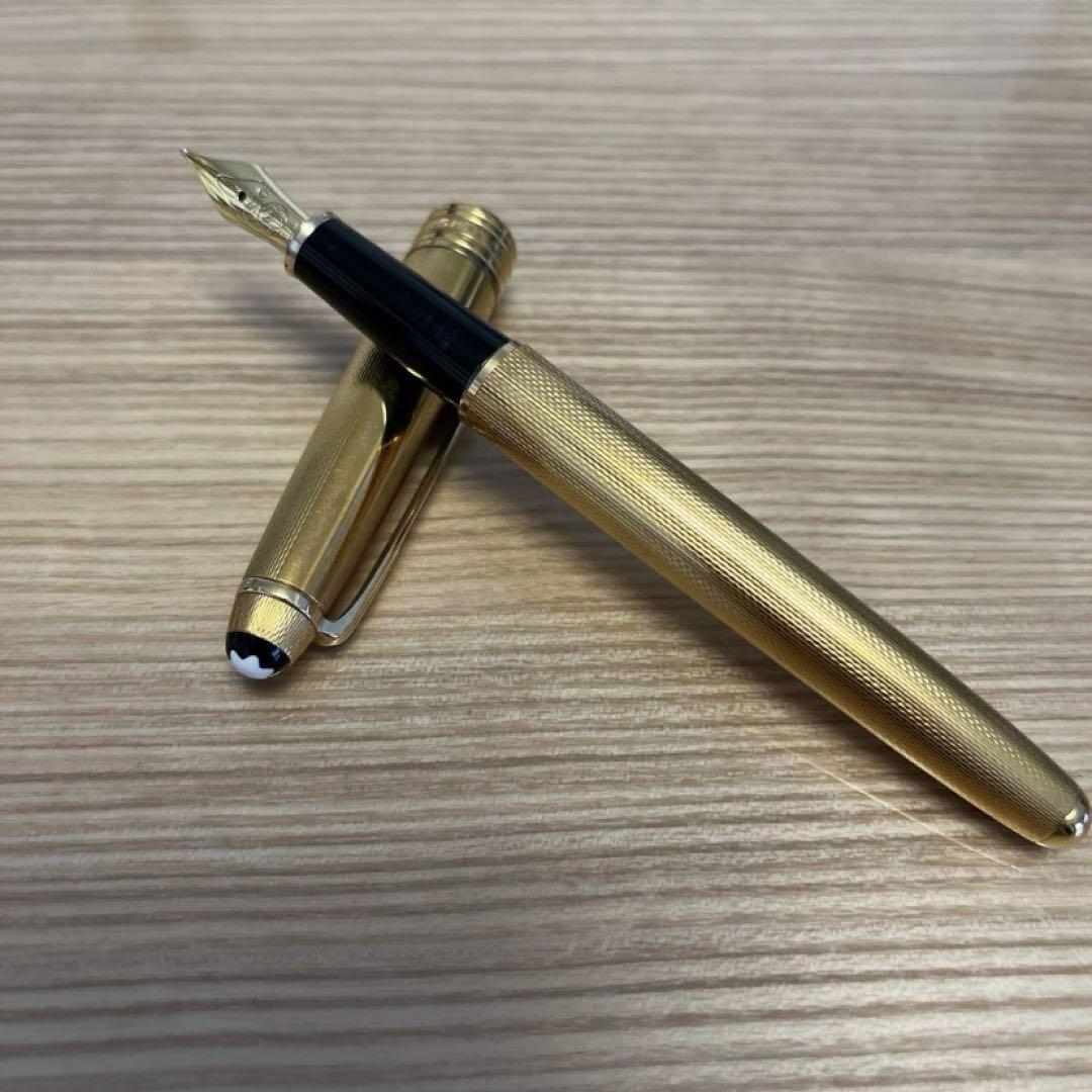 モンブラン 万年筆 ゴールド 18k マイスターシュテュック 波柄