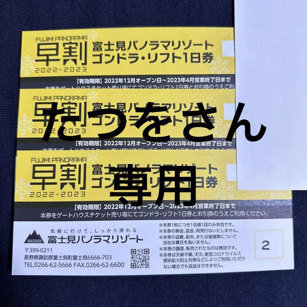 非常に高い品質 専用 富士見パノラマリゾート ゴンドラ リフト 1日券 3