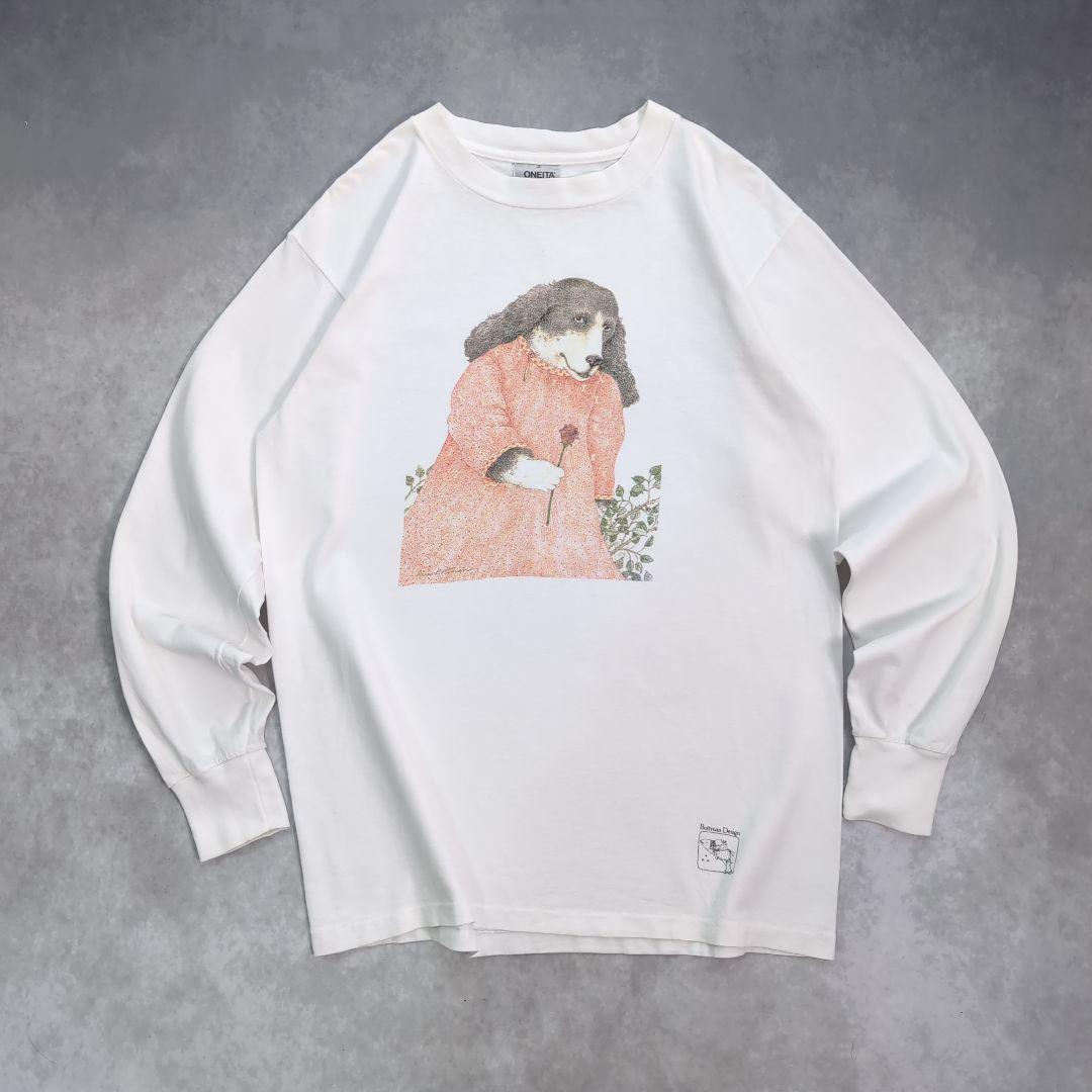 90s USA製 アート プリント ロングスリーブ Tシャツ L 691