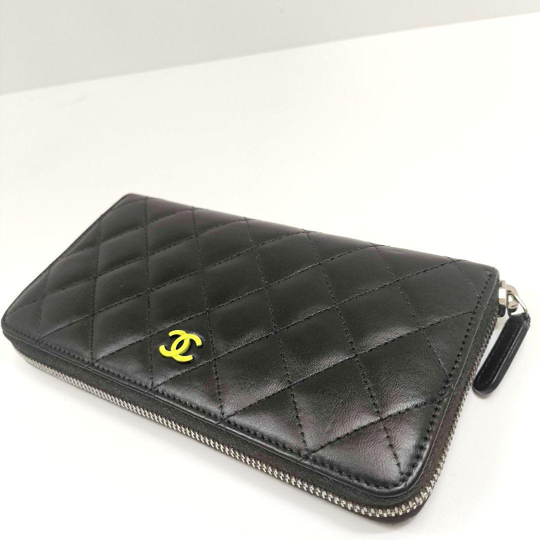 シャネル マトラッセ ラウンドジップ 長財布 ファスナー ブラック CHANEL