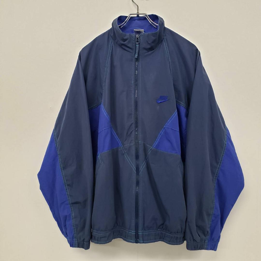 2022セール 【90s XL マルチブルー 刺繍 ナイロンジャケット NIKE 古着