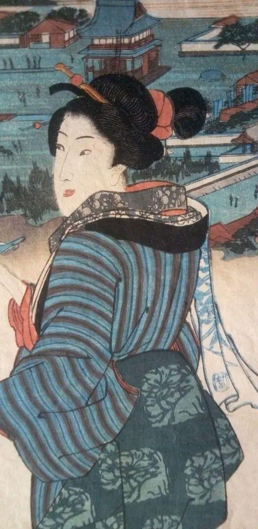 浮世絵、甲州一蓮寺地内正木稲荷之略図、三枚綴りの右側一枚売り、歌川国芳画