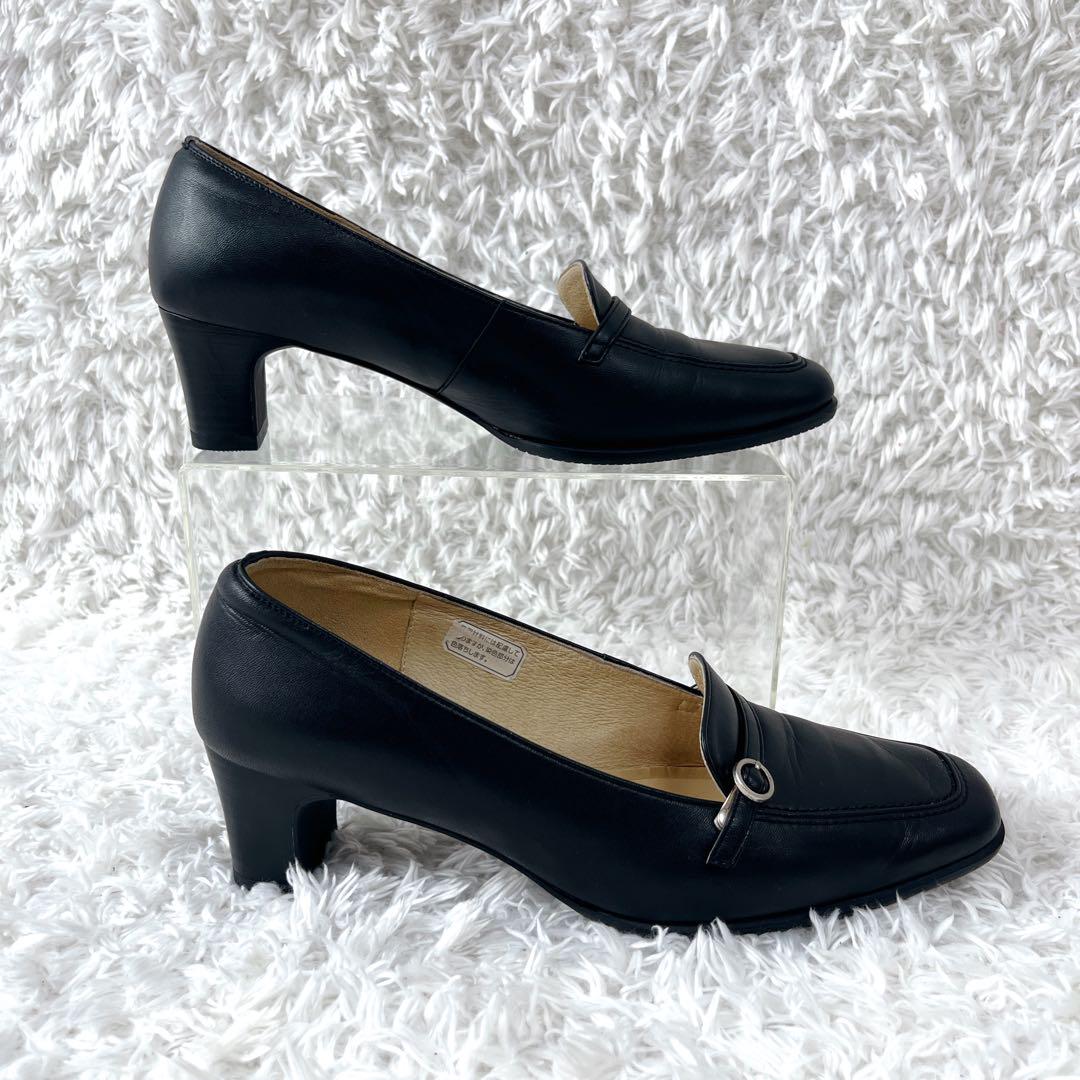 m 美品 リーガル REGAL パンプス スクエアトゥ レザー24.5㎝ REGAL リーガル パンプス レザー ヒール ベルト スクエアトゥ