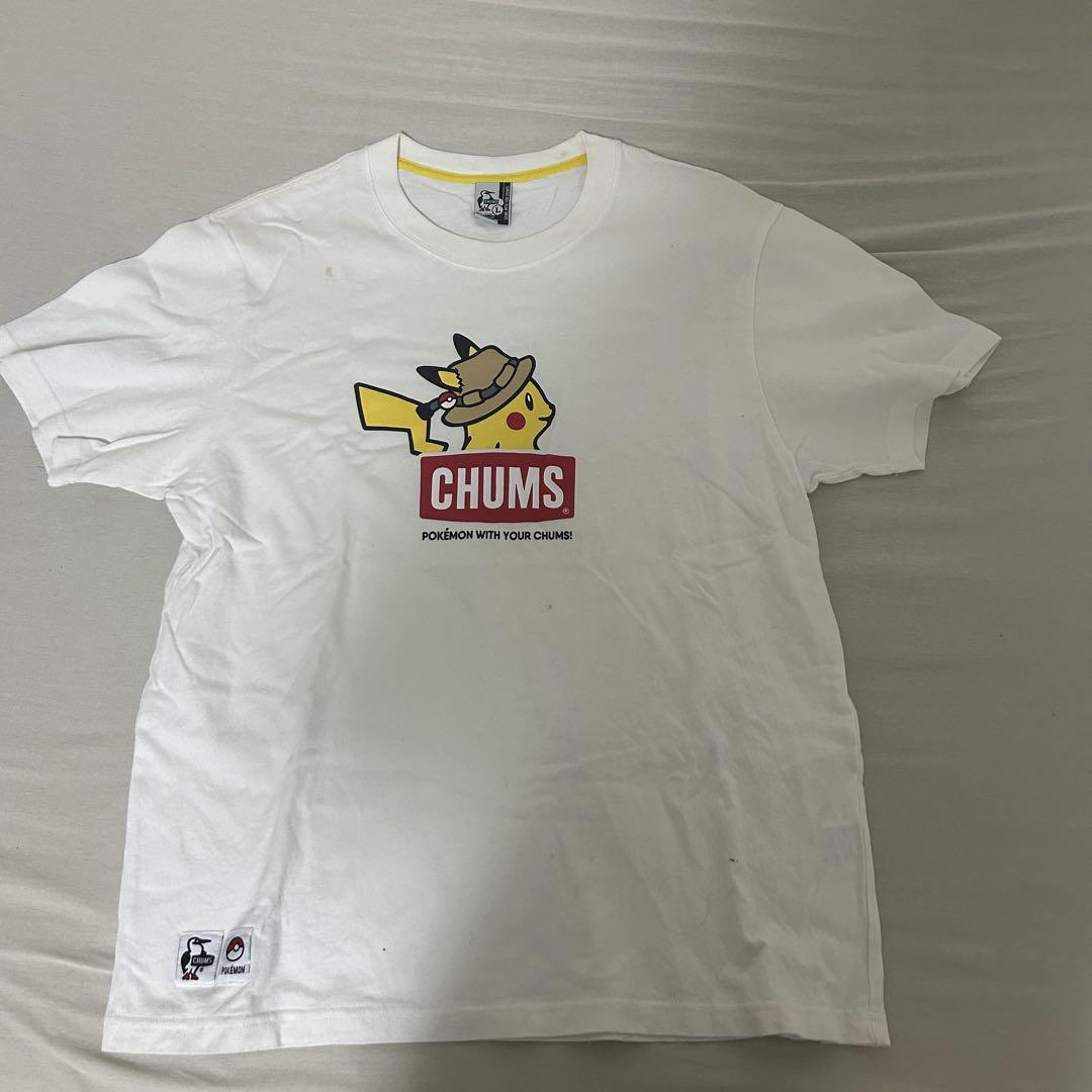 CHUMS ピカチュウ ポケモンコラボTシャツ Lサイズ ホワイト