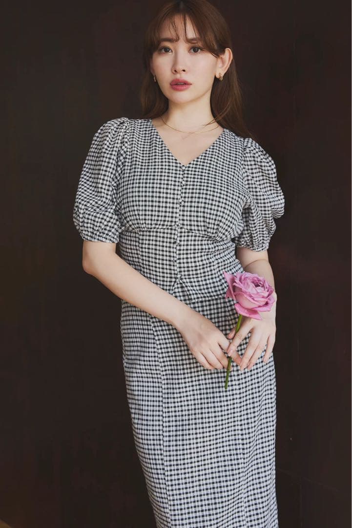 Puff Sleeve Checked Set-Up