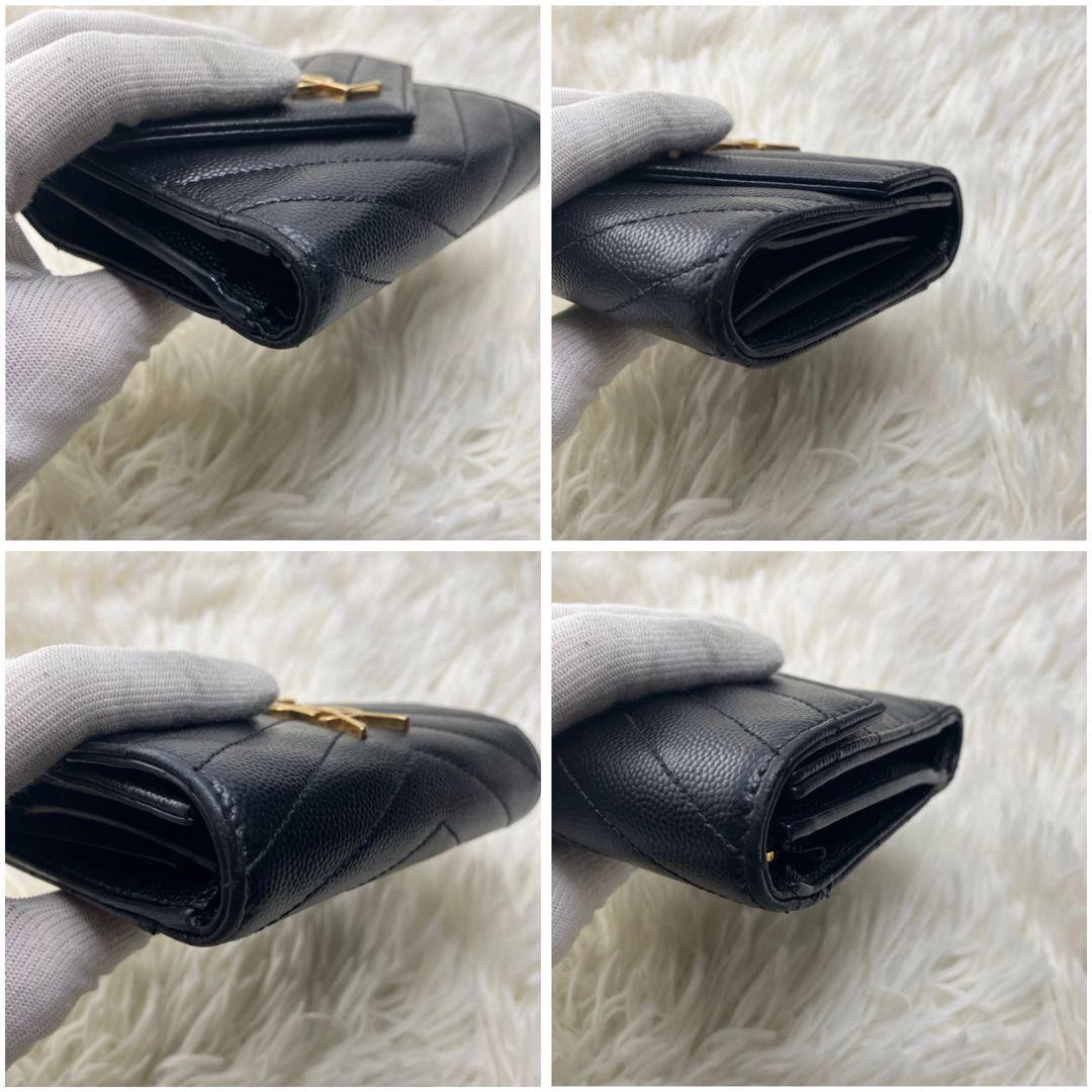 極美品✨サンローラン 三つ折り財布 YSL カサンドラ キャビアスキン 極美品✨サンローラン 三つ折り財布 YSL カサンドラ キャビアスキン