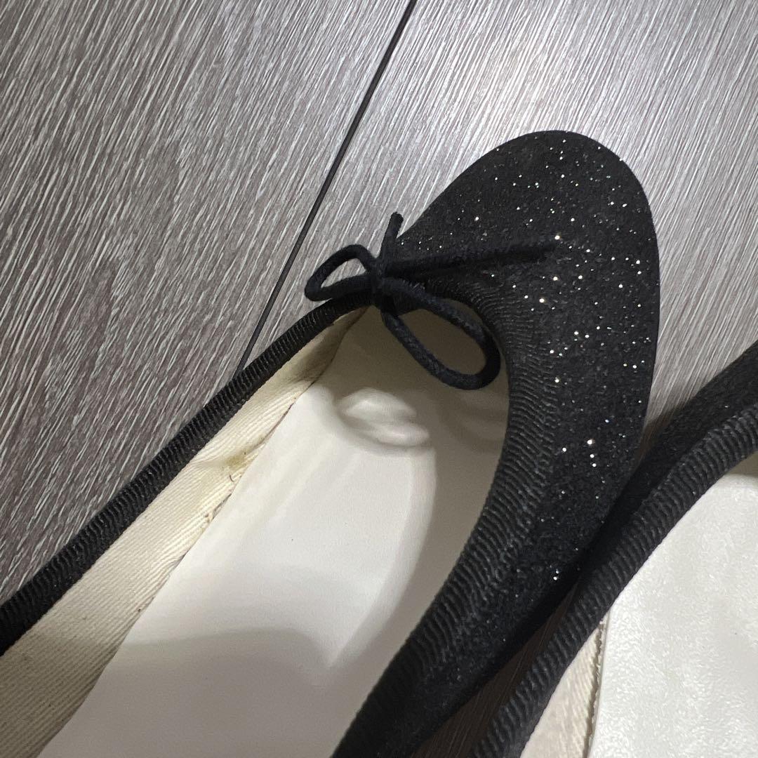 Repetto 黒 グリッター バレエシューズ