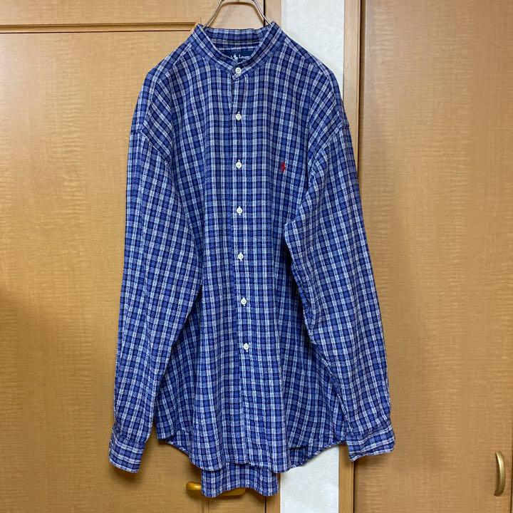 売り出しアウトレット 90s Polo Ralph Lauren シャツ ノーカラーシャツ 古着 刺繍 売り出しアウトレット 90s Polo Ralph Lauren シャツ ノーカラーシャツ 古着 刺繍