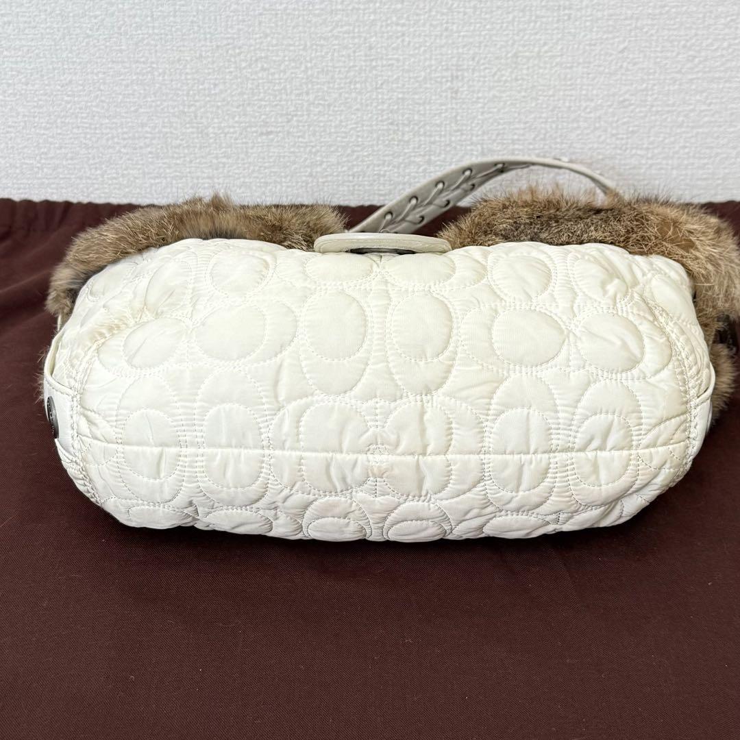 Coach Ivory Rabbit Fur Quilted Purse