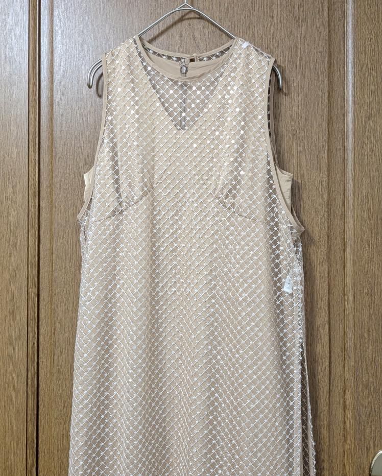 Ameri SPANGLE LAYERED DRESS ベージュ Ameri SPANGLE LAYERED DRESS ベージュ