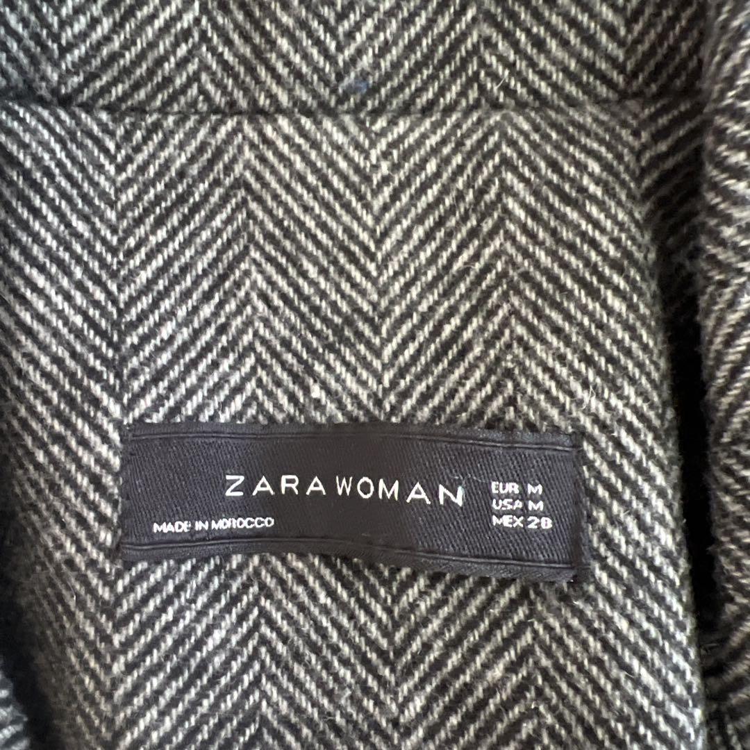 ZARAヘリンボーン チェスターコートM ZARA WOMAN ヘリンボーン チェスターコート M - メルカリ