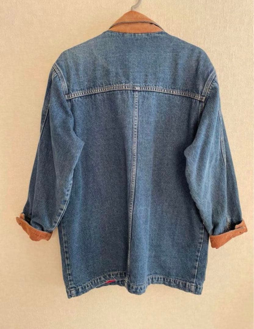 エディーバウアー80s90s デニムカバーオール コーデュロイ襟付き古着 エディーバウアー80s90s デニムカバーオール コーデュロイ襟付き古着