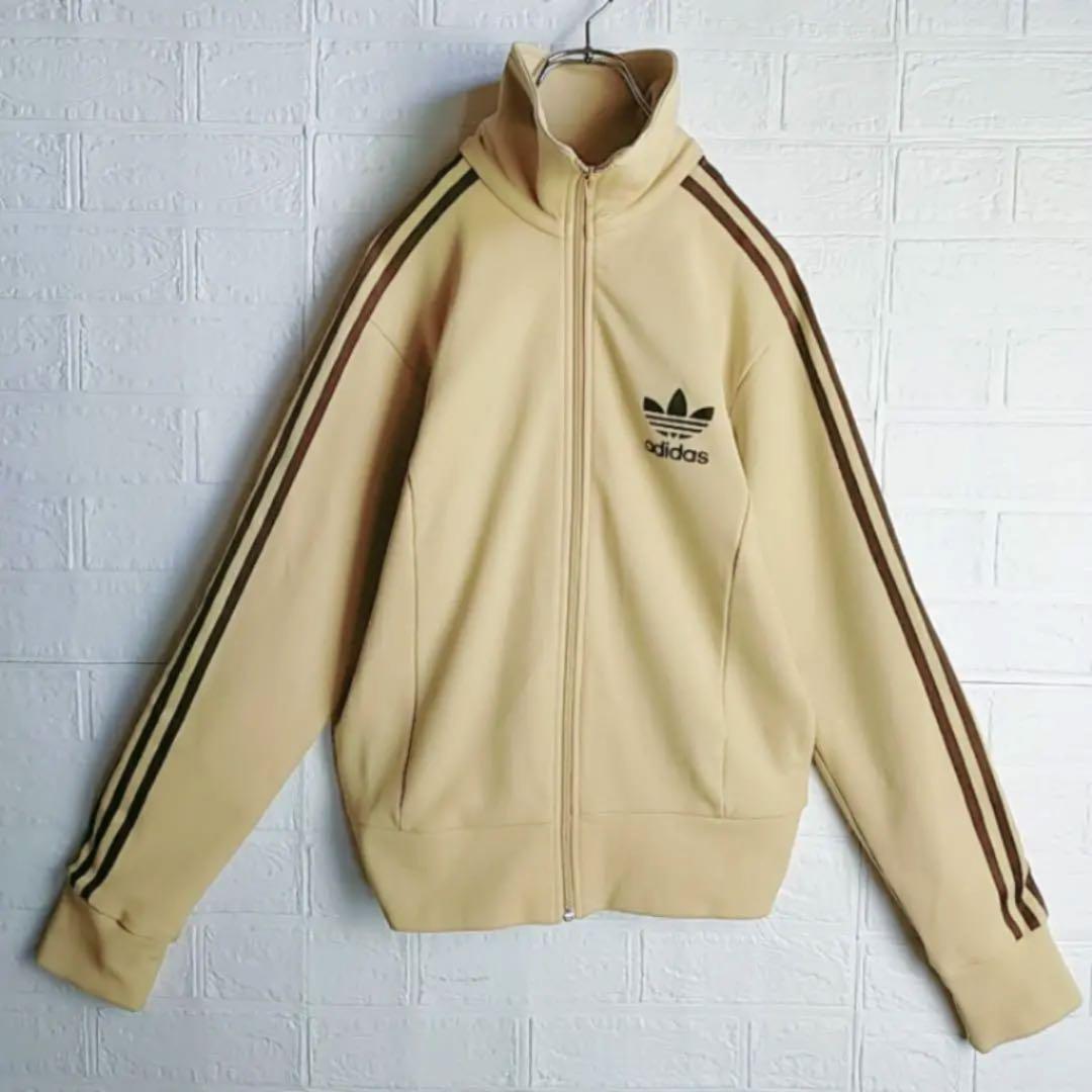ビンテージⓃ アディダス トラックジャージ M キャメル 15dfc-m99672091575 ヴィンテージ トレフォイル フリース