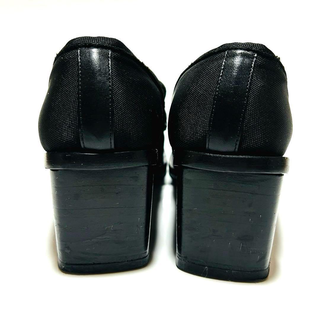美品 グッチ GUCCI （37.5） スクエアトゥパンプス キャンバス 金具