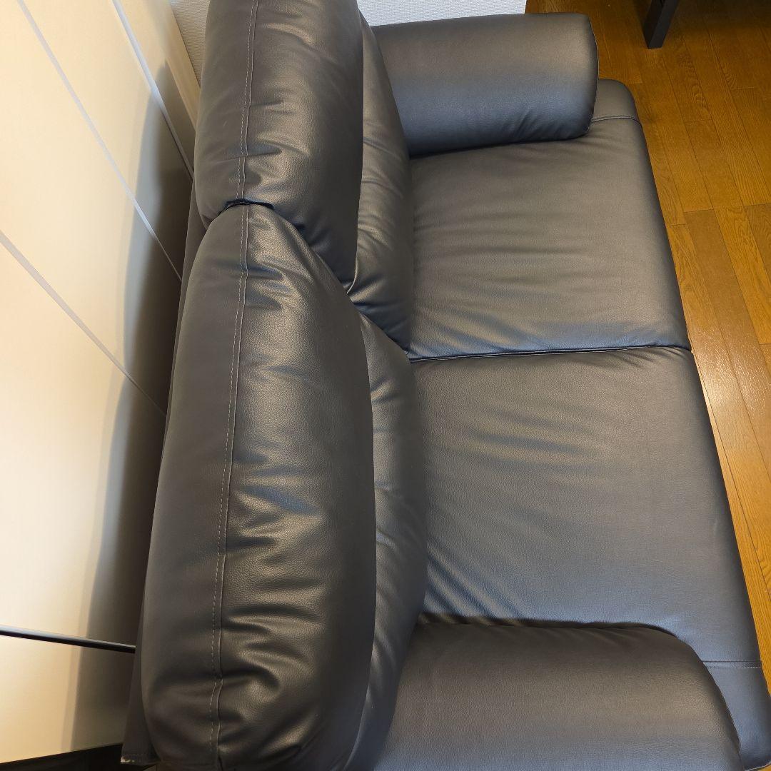 ニトリ　傷・汚れに強い合成皮革 2人用ソファ( MK02KD Nシールド BK)