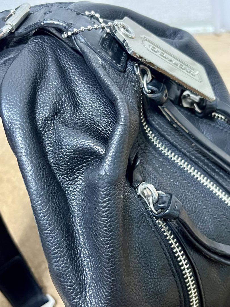 COACH コーチ トンプソン レザー スリング ボディバッグ  黒 ブラック