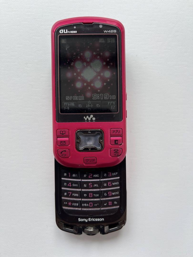 ガラケー　W42S ピンク　SONY 平成レトロ　携帯電話　本体のみ　au携帯電話本体