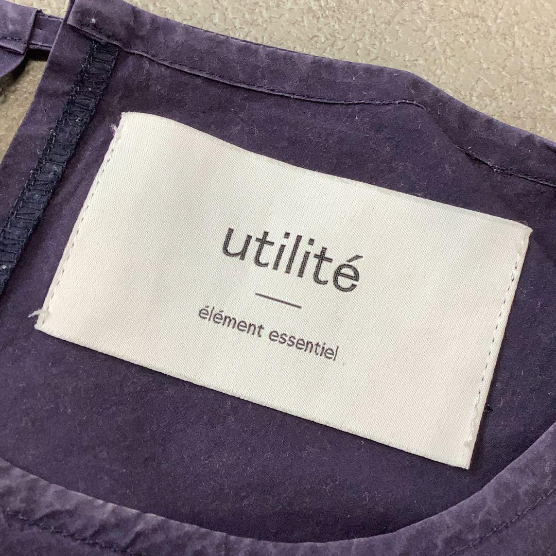 Utilite コットン デザイン ワンピース フレンチスリーブ ネイビー Utilite コットン デザイン ワンピース フレンチスリーブ