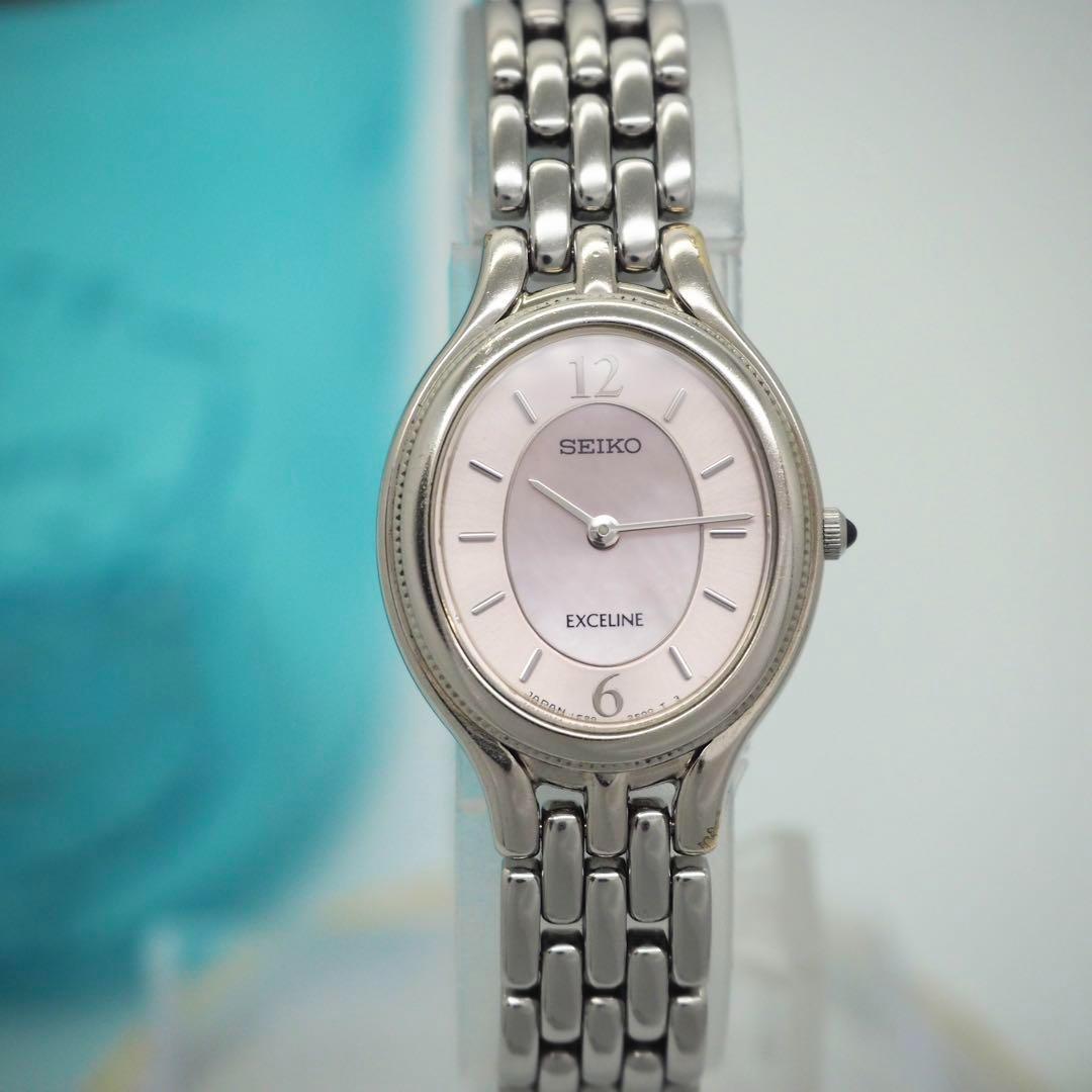 29 SEIKO 時計　エクセリーヌ　オーバル レディース ピンク　華奢　人気