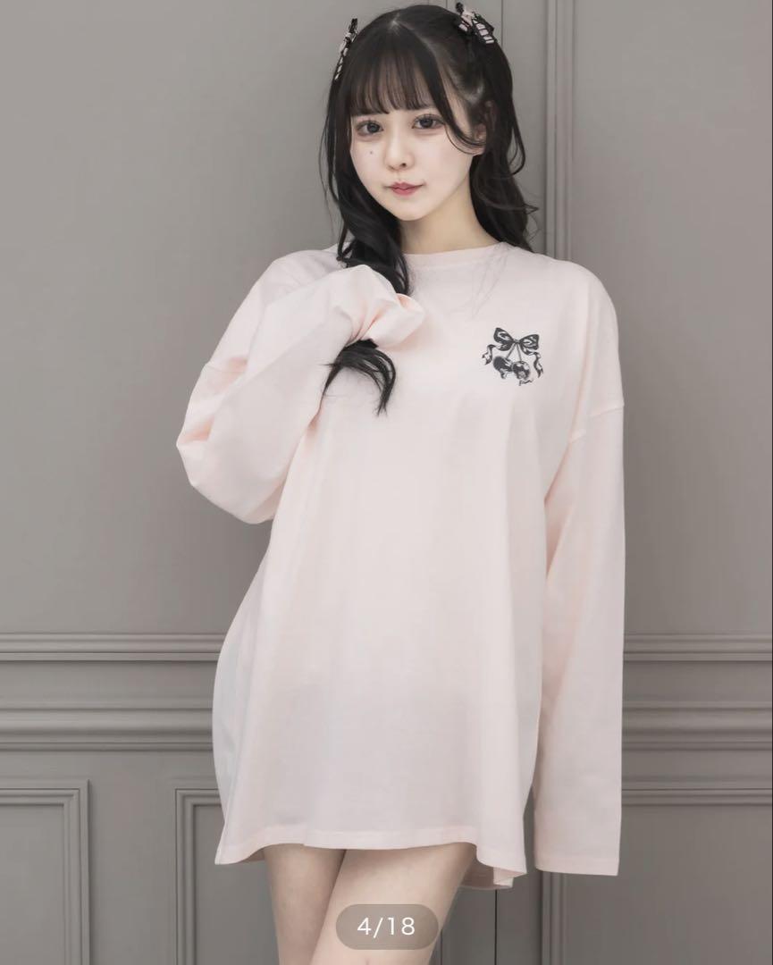 ♡ pium melty cupcake オーバーサイズロングTシャツ ピンク♡
