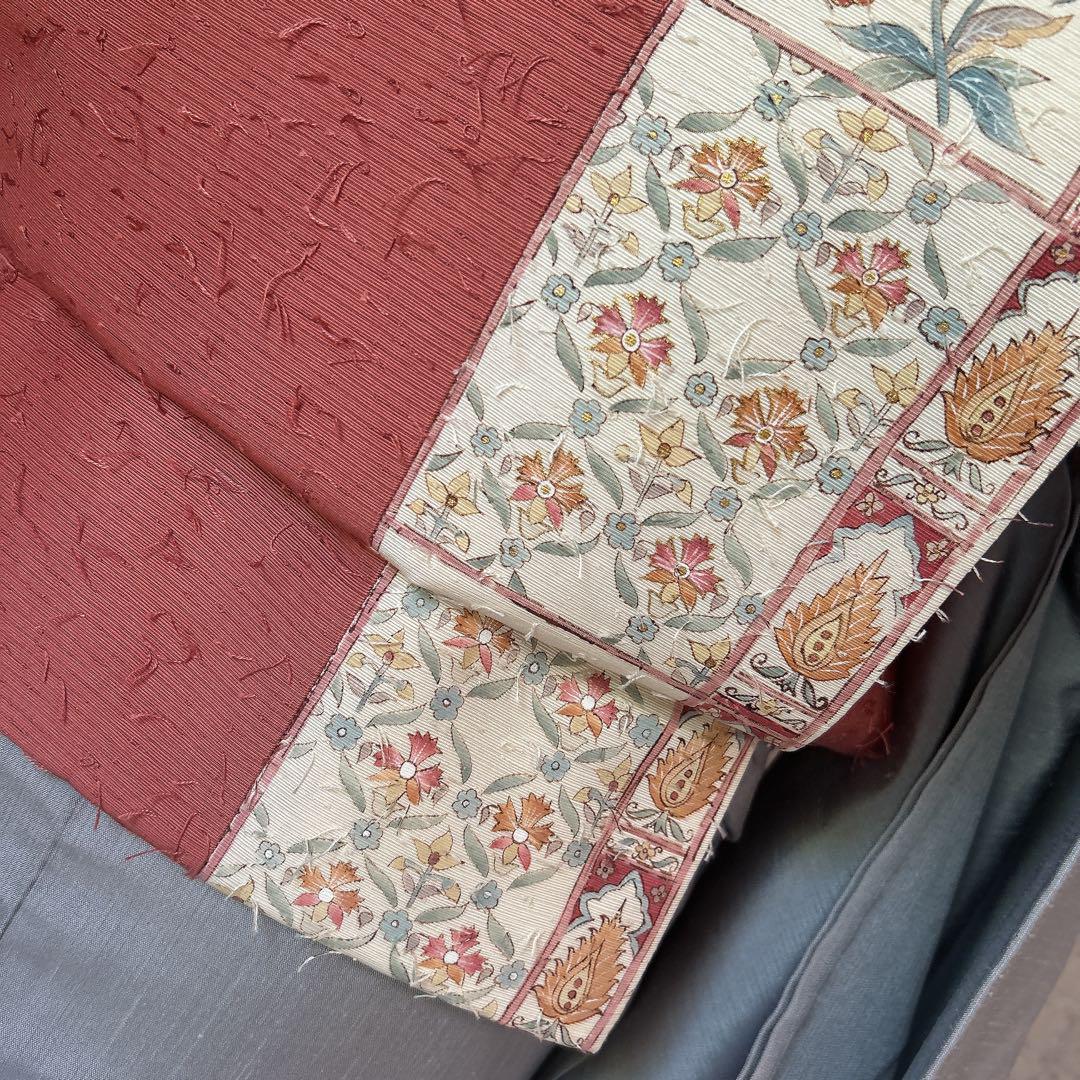 単衣　紬フルセット　着物　春秋　正絹　可愛い　花模様　薄水色　m2 単衣 紬フルセット 着物 春秋 正絹 可愛い 花模様 薄水色 m2