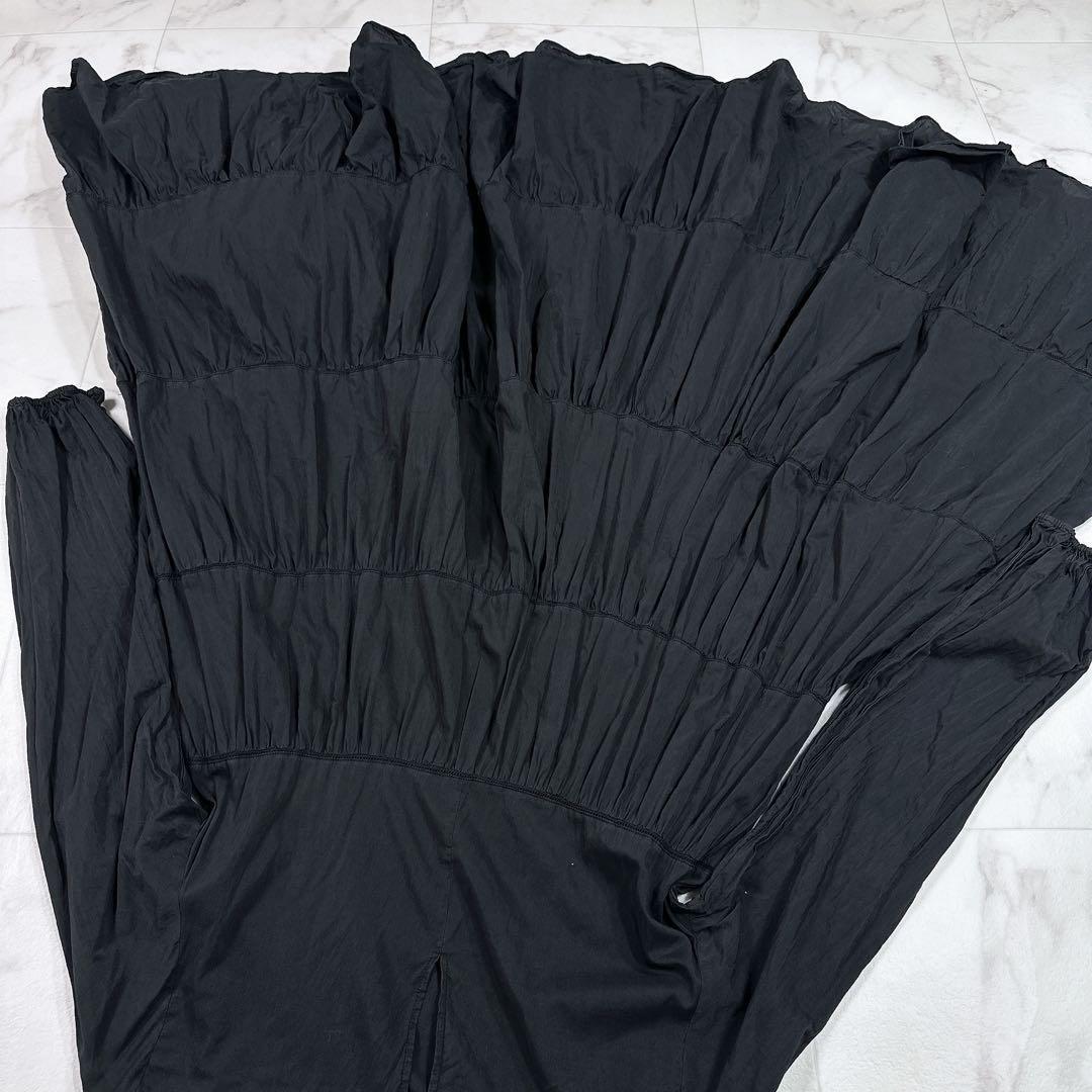 スローブイエナ コットンシルクティアードワンピース 長袖ロングワンピース　黒 mdprevattcaulkingandwaterproofing.com