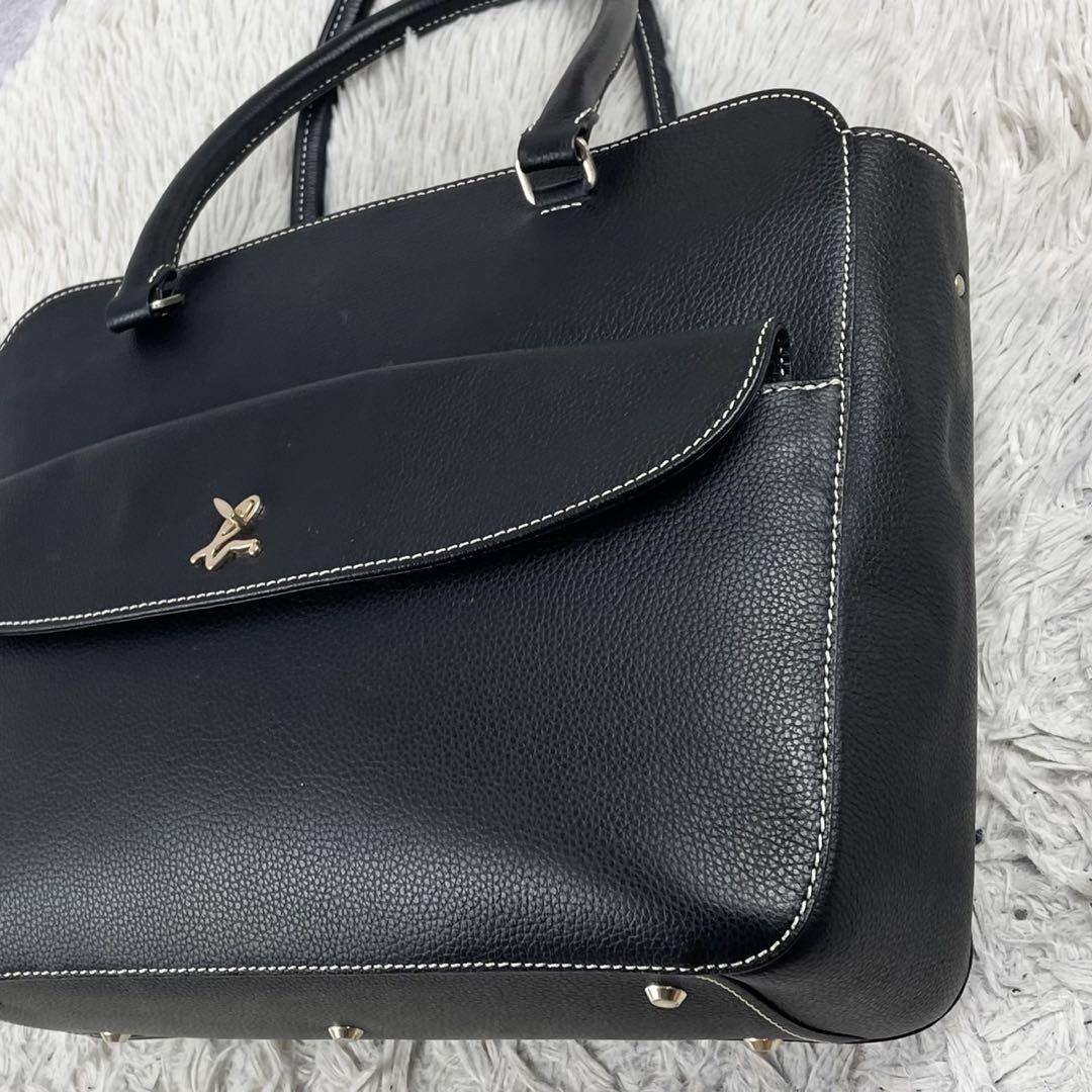 〔希少〕 agnes b アニエスベー ビジネスバッグ レザー レザールロゴ 黒 agnes b. 黒 レザービジネスバッグ アニエスベー - メルカリ