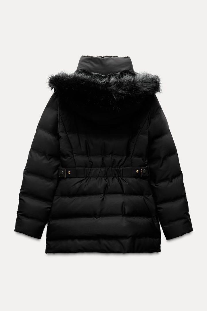 【美品】【SNSで話題】ZARA セミロング丈フード付きダウンジャケット M ZARA セミロング丈フード付きダウンジャケット M