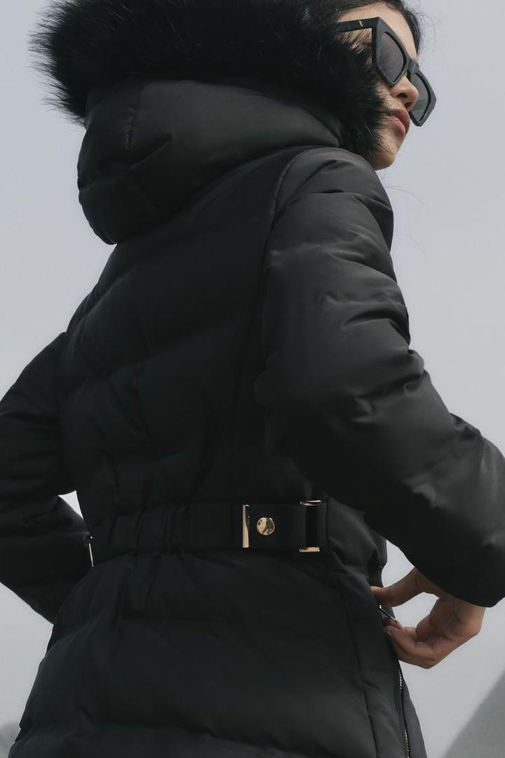 ZARA セミロング丈フード付きダウンジャケット M