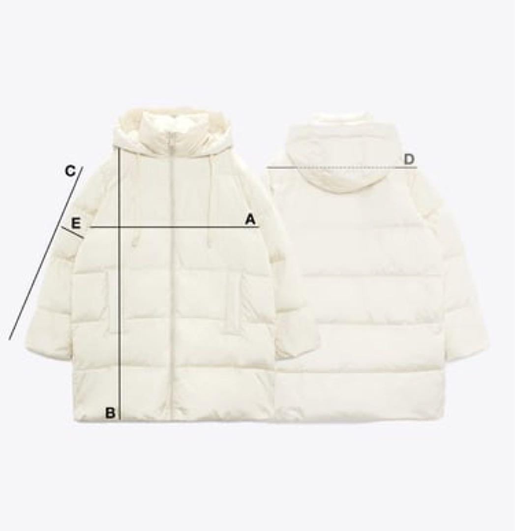 ZARA セミロング丈フード付きダウンジャケット M