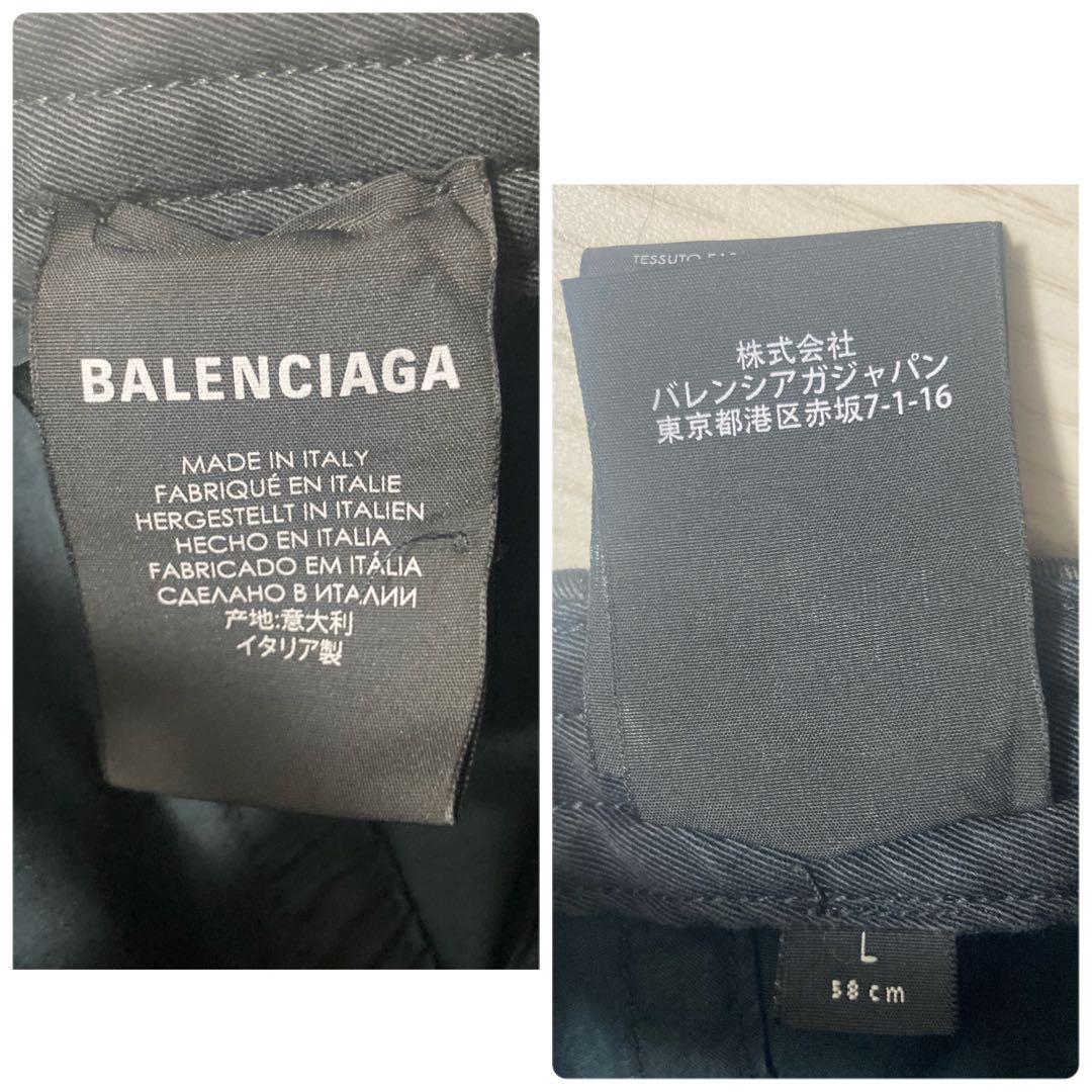 ✨美品✨BALENCIAGA　バイザーロゴ　キャップ　L58　マジックテープ　黒