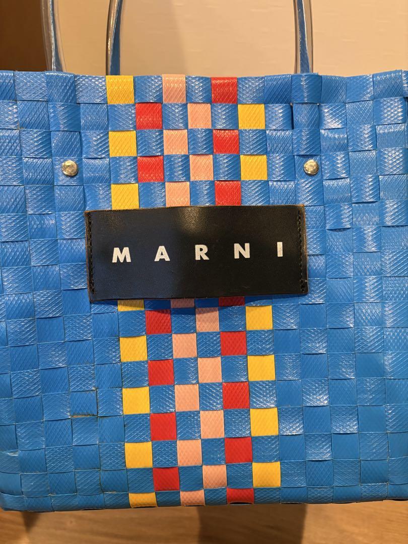 MARNI 編み込みトートバッグ かごバッグ ブルー MARNI 編み込みトートバッグ かごバッグ ブルー - メルカリ