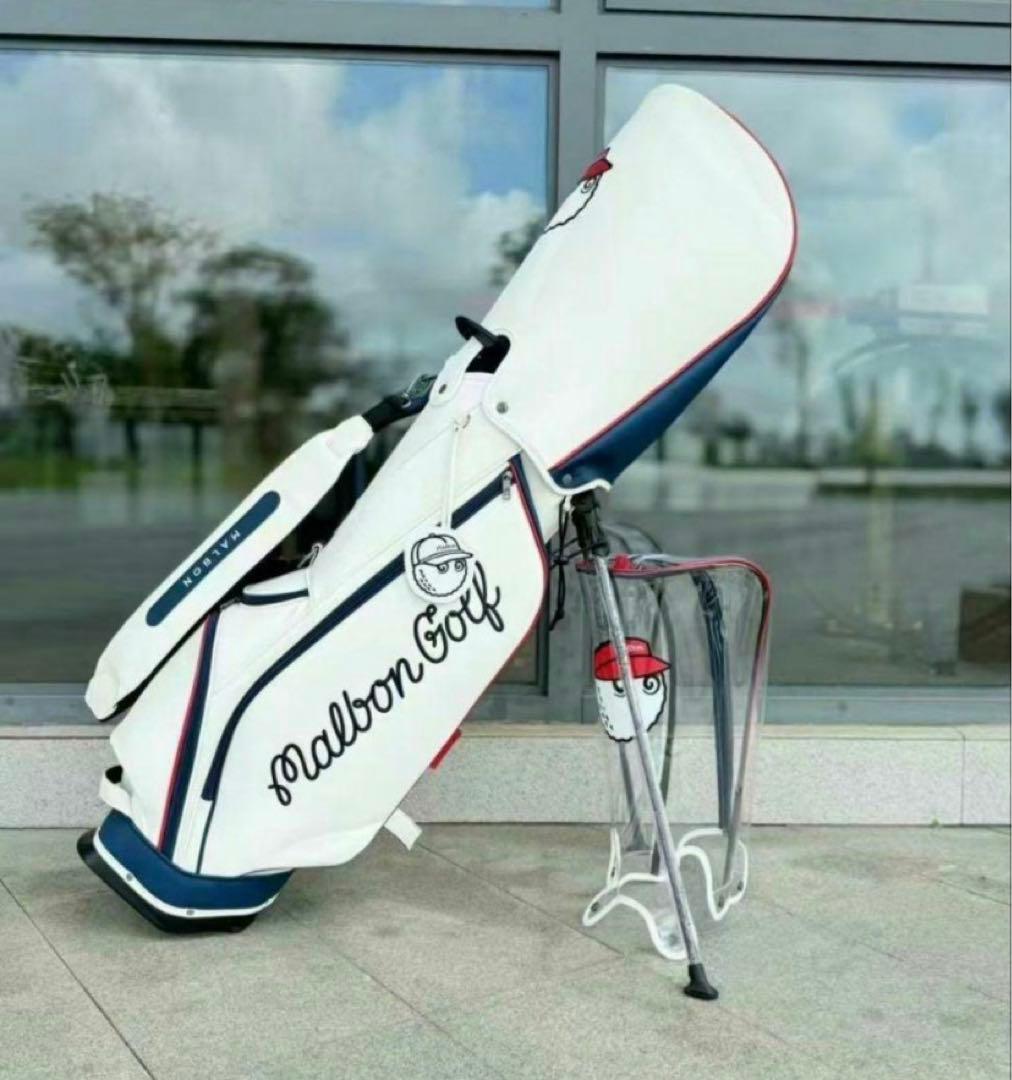Malbon Golf マルボンゴルフバッグ ホワイトスタンド付きキャディバッグ