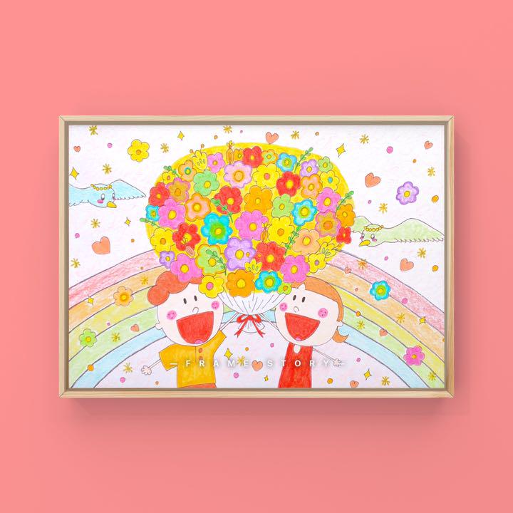選べるサイズ展開 絵画 色えんぴつ アート 愛 イラスト 花 動物 絵 インテリア 色鉛筆 超大特価 Westjordandentistutah Com