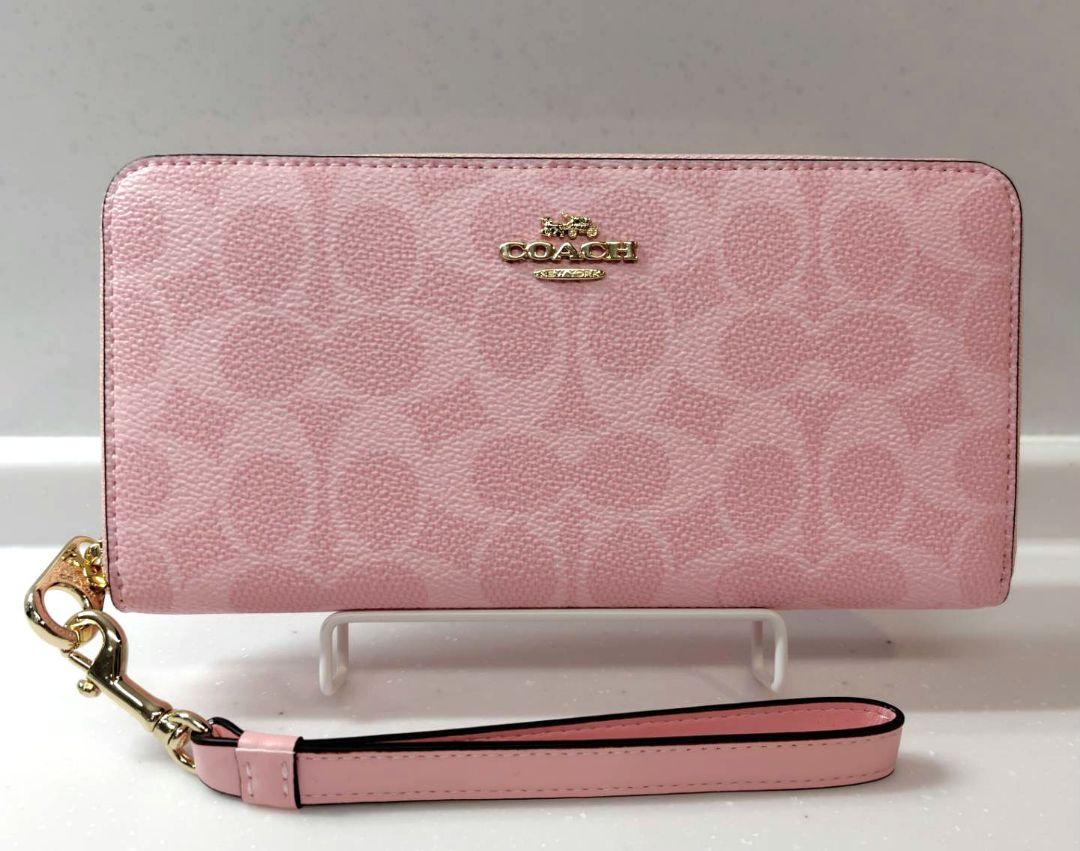 COACH 　長財布　シグネチャー　ピンク