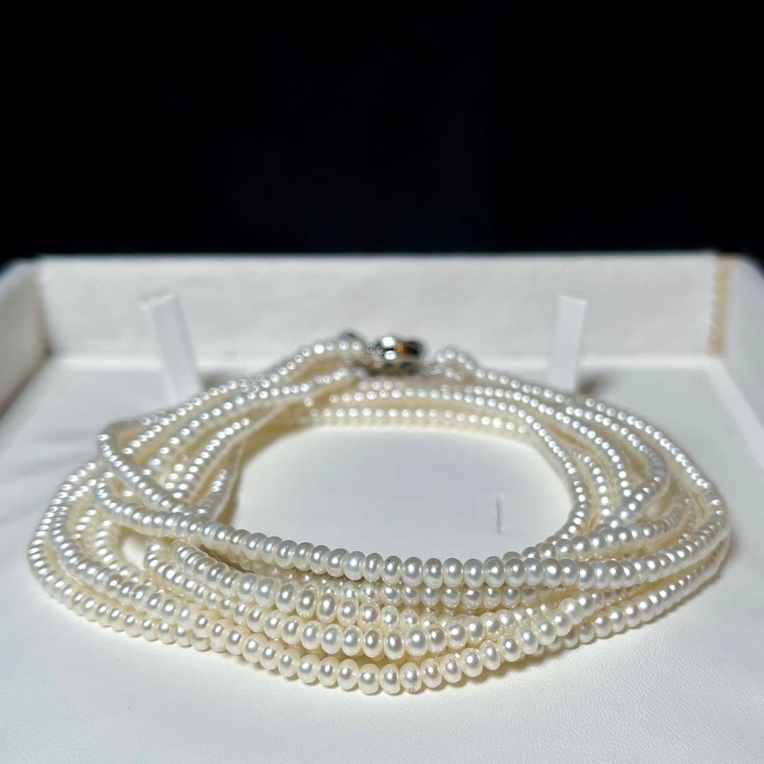 ゴージャス 5連 本真珠 ネックレス クレオパトラ 3.3〜3.6㎜ M411