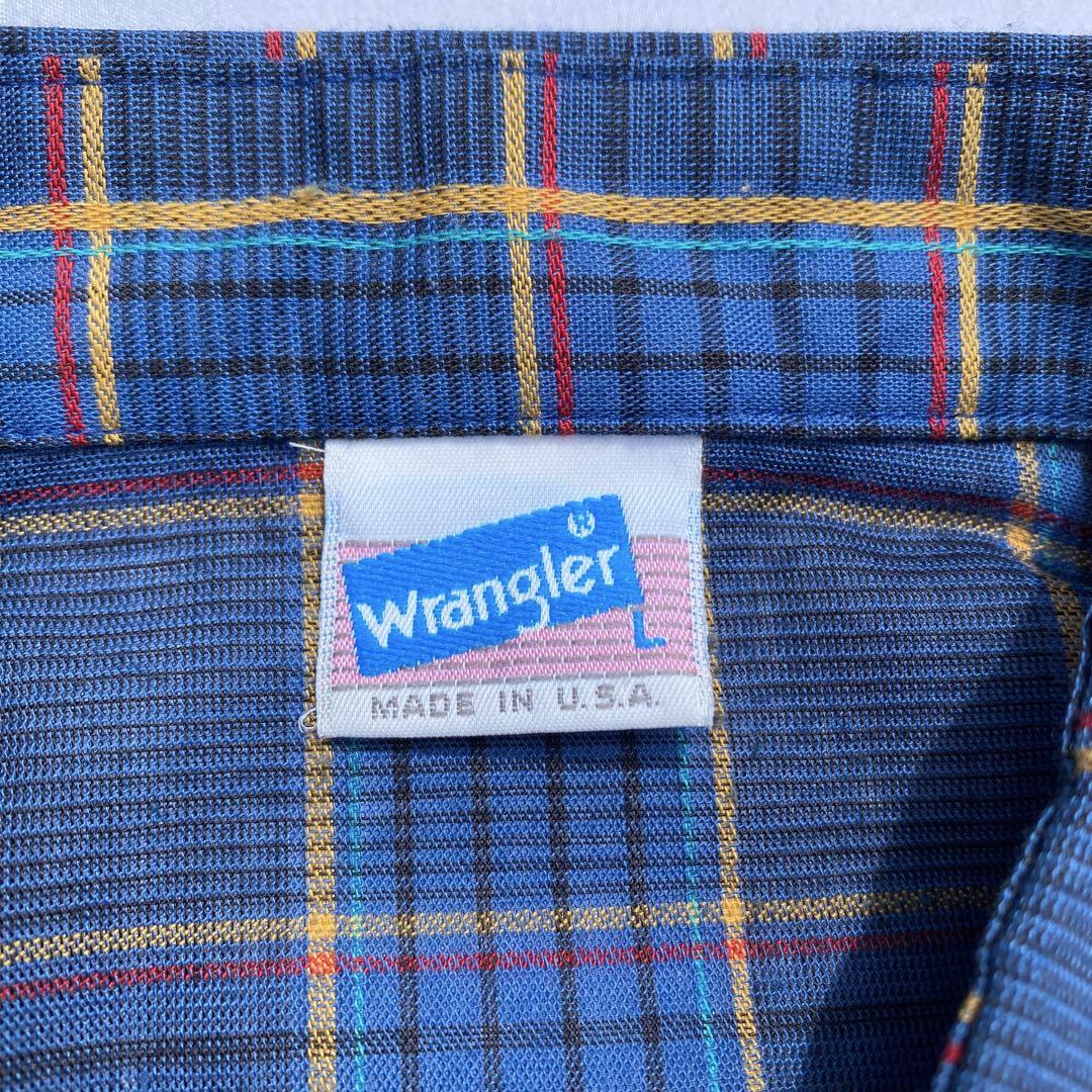 70's〜 wrangler チェックシャツ　ネイビー　ヴィンテージ usa製